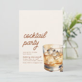 Einfache Cocktail-Party Einladung mit Drink (Stehend Vorderseite)