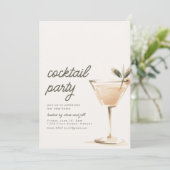 Einfache Cocktail-Party Einladung mit Drink (Stehend Vorderseite)