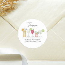 Einfache Cocktailgetränke Aquarellfarben Rücksende