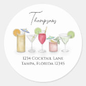 Einfache Cocktailgetränke Aquarellfarben Rücksende Runder Aufkleber (Vorderseite)