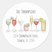 Einfache Cocktailgetränke für die Rücksendeadresse Runder Aufkleber (Vorderseite)