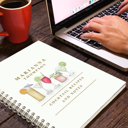 Einfache Cocktailgetränke in Wasserfarben - stilvo Notizblock