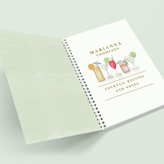 Einfache Cocktailgetränke in Wasserfarben - stilvo Notizblock