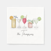 Einfache Cocktailgetränke Wasserfarbe Whimsical Cu Serviette (Vorderseite)