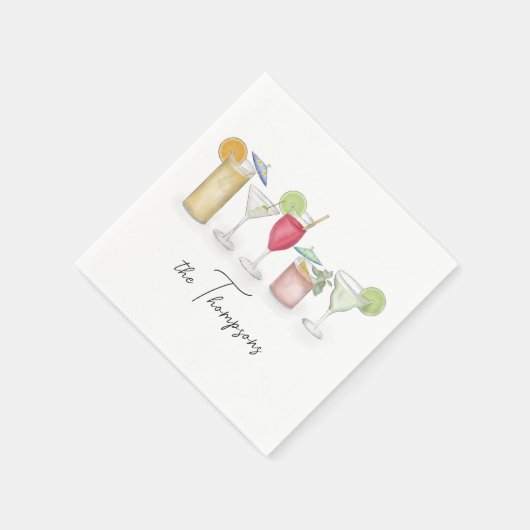 Einfache Cocktailgetränke Wasserfarbe Whimsical Cu Serviette (Ecke)