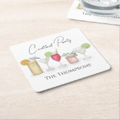 Einfache Cocktailgetränke Wasserfarbe Whimsikales  Rechteckiger Pappuntersetzer (angewinkelt)