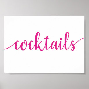 Einfache Cocktails   Alle Bar in Hot Pink Poster