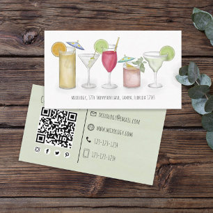 Einfache Cocktails Drinks Whimsical Fun Visitenkarte