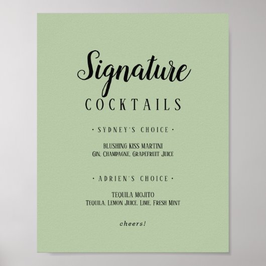 Einfache Cocktails für Minimalistische Unterschrif Poster (Vorne)