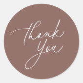 Einfache Cocoa Brown Kalligraphie Skript Vielen Da Runder Aufkleber (Vorderseite)
