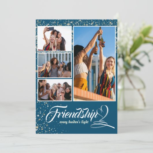 Einfache Collaboration Freunde Foto Holiday Card Dankeskarte (Stehend Vorderseite)