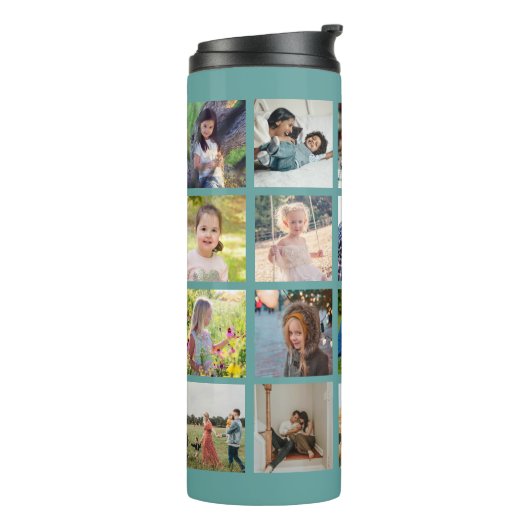 Einfache Collage des Fotos mit Monogramm Sake grün Thermosbecher (Nach links gedreht)