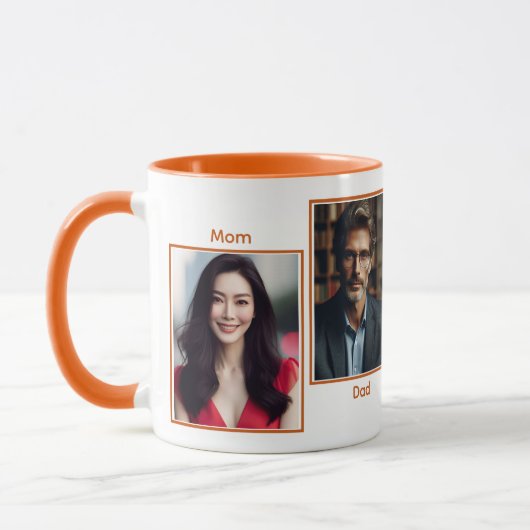 Einfache Collage Orange für vier Fotos Tasse (Links)