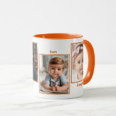 Einfache Collage Orange für vier Fotos Tasse (VorderseiteRechts)