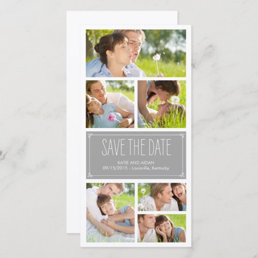 Einfache Collage Save the Date Foto Cards (Vorne/Hinten)