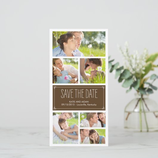 Einfache Collage Save the Date Foto Cards (Stehend Vorderseite)