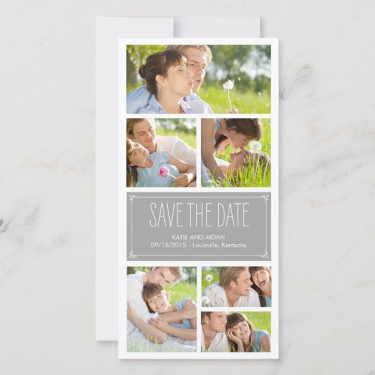 Einfache Collage Save The Date Fotokarten (Vorderseite)