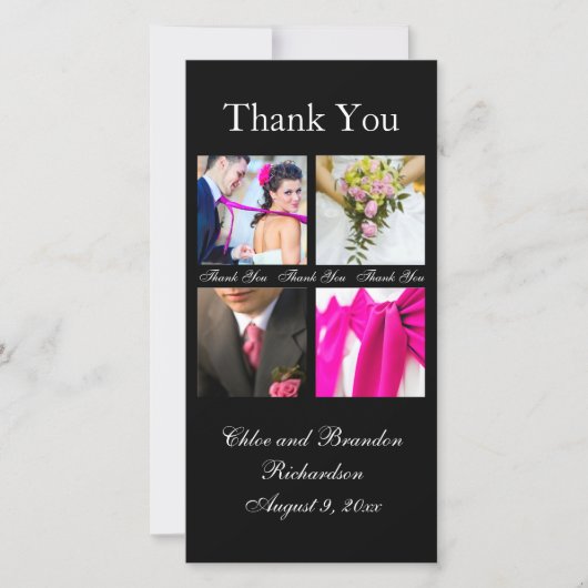 Einfache Collage Vielen Dank Foto Card (schwarz) Dankeskarte (Vorderseite)