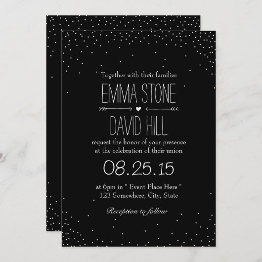 Einfache Confetti Dots Hochzeitseinladungen Einladung (Vorne/Hinten)