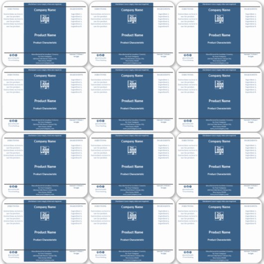 Einfache Container Blue White Black Product Labels (Vorderseite)