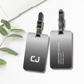 Einfache Cool-graue Monogramm Gepäckanhänger