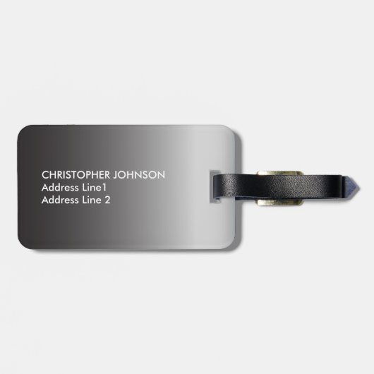 Einfache Cool-graue Monogramm Gepäckanhänger (Rückseite horizontal)