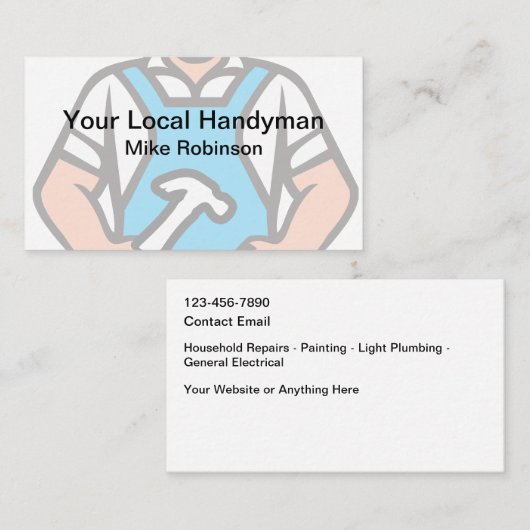 Einfache Coole Handyman-Visitenkarten Visitenkarte (Vorne/Hinten)