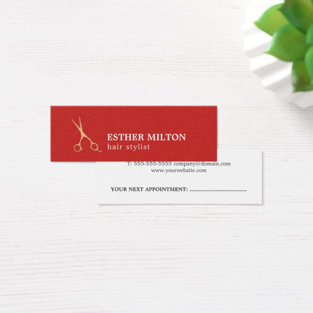 Einfache Coole Red Gold Hair Stylist Eintrittskart (Schreibtisch)