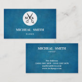 Einfache Coole Retro-Vintage Barber-Monogramm-Sche Visitenkarte (Vorne/Hinten)