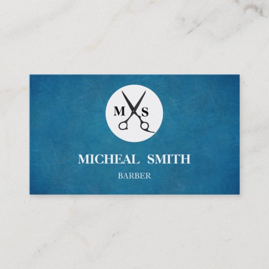 Einfache Coole Retro-Vintage Barber-Monogramm-Sche Visitenkarte (Vorderseite)