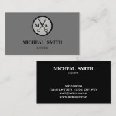 Einfache Coole Retro-Vintage Barber-Monogramm-Sche Visitenkarte (Vorne/Hinten)