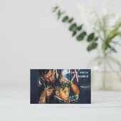 Einfache Coole Retro-Vintage Barber-Monogramm-Sche Visitenkarte (Stehend Vorderseite)