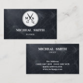 Einfache Coole Retro-Vintage Barber-Monogramm-Sche Visitenkarte (Vorne/Hinten)