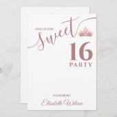 Einfache Coole Rose Goldtiara, süß 16 Einladung (Vorne/Hinten)