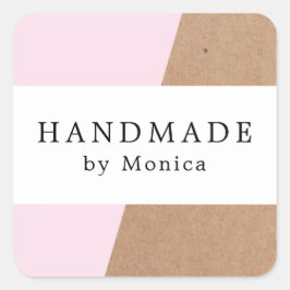 Einfache Coole Rose Kraft Weißband Handgemachte Te Quadratischer Aufkleber