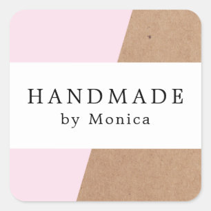 Einfache Coole Rose Kraft Weißband Handgemachte Te Quadratischer Aufkleber