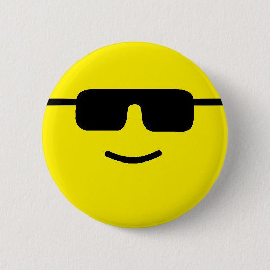Einfache coole Schatten-gelbes Gesicht Button (Vorderseite)