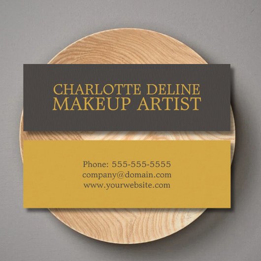 Einfache Coole Textur Grau Gold Makeup Künstler Mini Visitenkarte