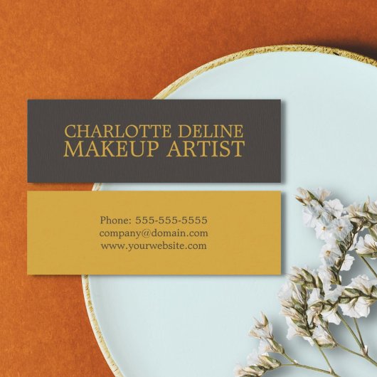 Einfache Coole Textur Grau Gold Makeup Künstler Mini Visitenkarte