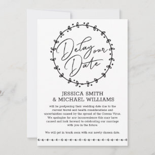 Einfache Corona Virus Change Date Wedding Card Einladung