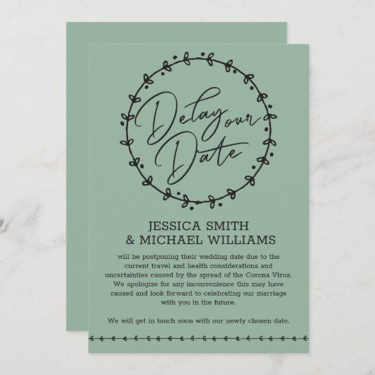 Einfache Coronavirus Change Date Wedding Card Einladung (Vorne/Hinten)