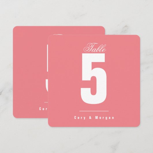 Einfache Cotton Candy Pink | fest |Tischnummer (Vorne/Hinten)