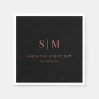 Einfache Couple Initials Black and Rose Gold Hochz