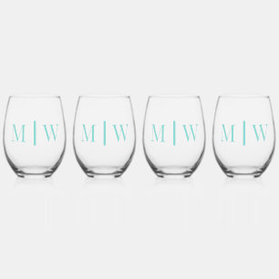 Einfache Couple Wedding 2 Initial Mon VS DIY Color Weinglas Ohne Stiel