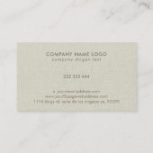 Einfache Cream Color Natural Linen Textur Print Visitenkarte (Rückseite)