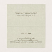 Einfache Cream Color Natural Linen Textur Print Visitenkarten (Innenseite Aufgefaltet)