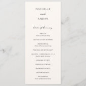 Einfache Cream Elegante Hochzeit Programm (Vorderseite)