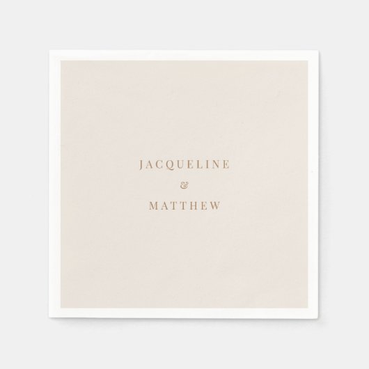 Einfache Cream Gold Text Hochzeitscocktail Serviette (Vorderseite)