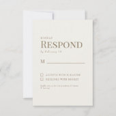 Einfache Cream Gold Text Wedding RSVP (Vorderseite)