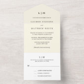 Einfache Cream Monogram Elegante Hochzeit All In One Einladung (Innen Boden)